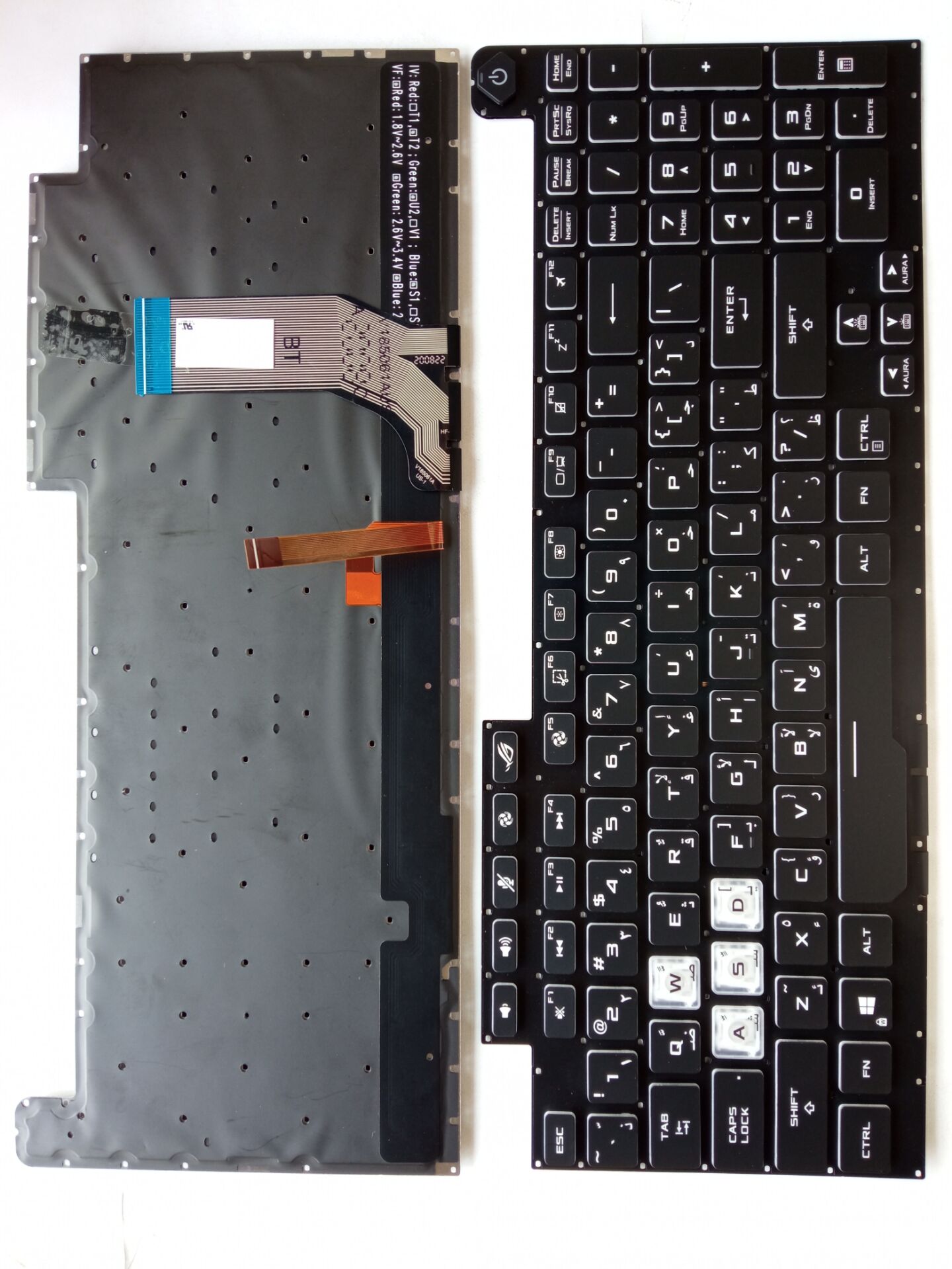 Picture of New Replacement Laptop Keyboard For ASUS G731 colorful backlight BLACK Backlit,White Side AR Layout